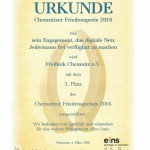 Urkunde Friedenspreis