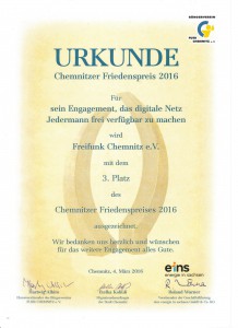 Urkunde Friedenspreis